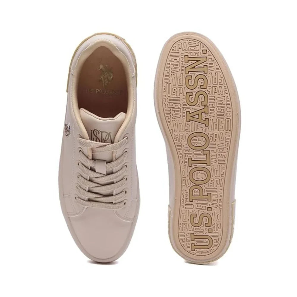 U.S. Polo Assn. Women’s Aubrey 2.0 Beige Logo-Print Low-Top Sneakers