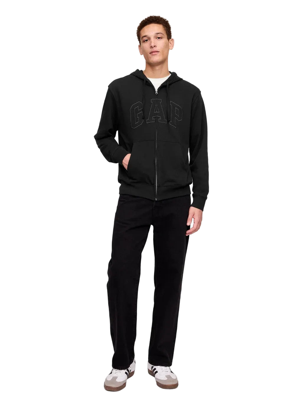 GAP Logo Zip Up Hoodie _ Black