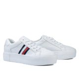 Tommy Hilfiger Women’s White Platform Sneakers – Iconic Stripe Design