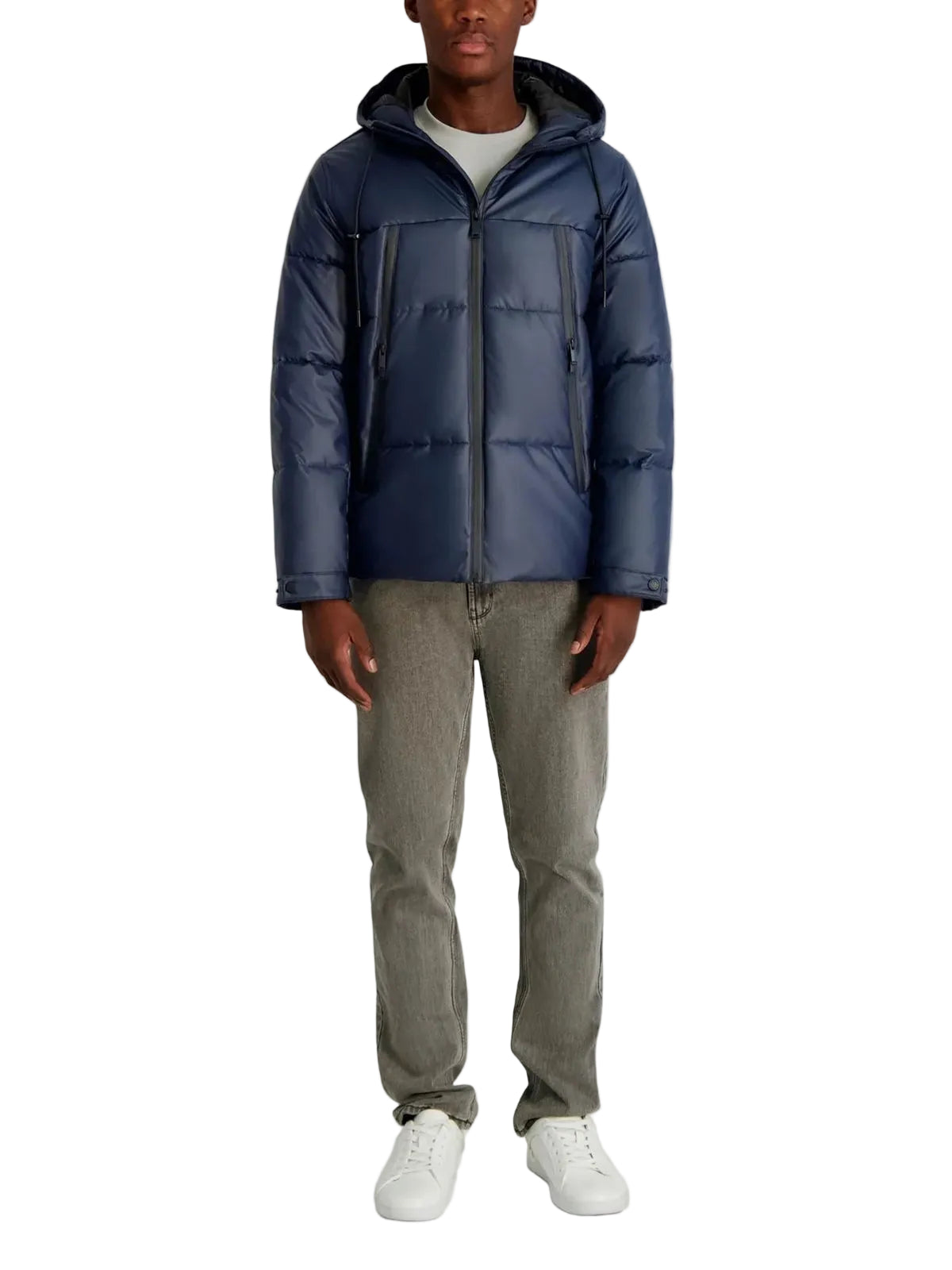 KARL LAGERFELD Puffer jacket with hood and large pockets Men Jacket _ Dark Navy
