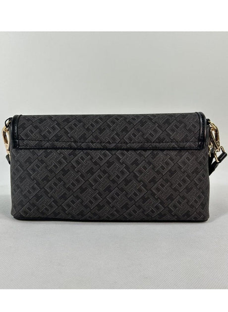 Tommy Hilfiger Women’s Black Monogram Shoulder Bag – Classic Elegance
