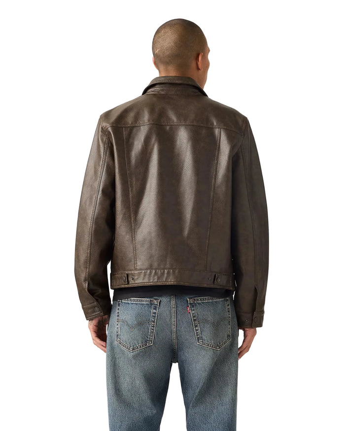 Faux Leather Trucker Jacket - Levi's _ Dark Brown