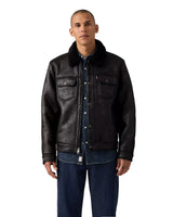 Levi’s Men’s Two Chest Pocket Faux Shearling Sherpa Collar Jacket – Black