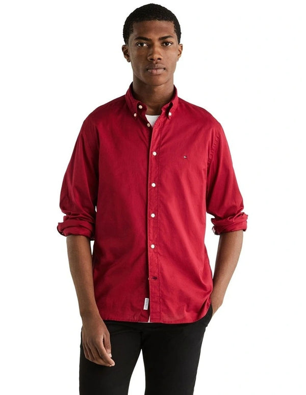 Tommy Hilfiger  1985 Relaxed Flex Poplin Shirt in Red