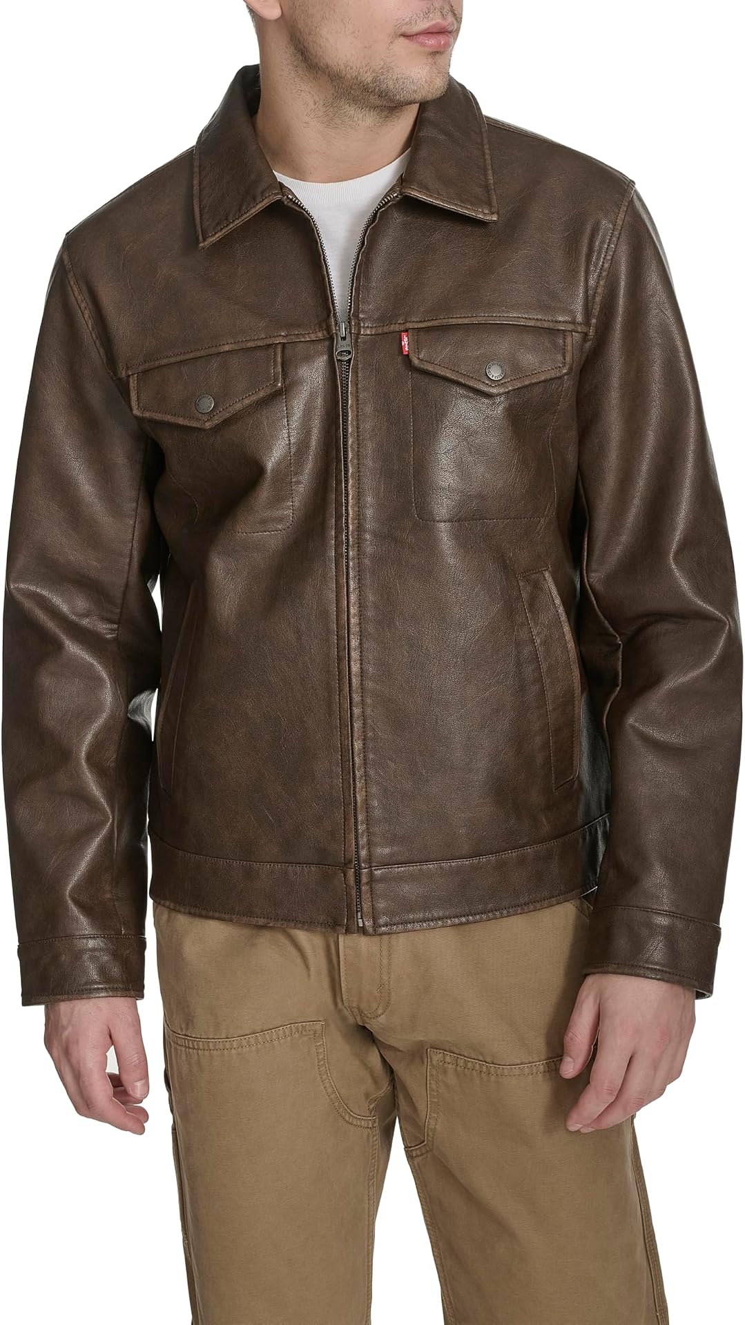 Levi's Faux Leather Trucker Jacket  _ Brown