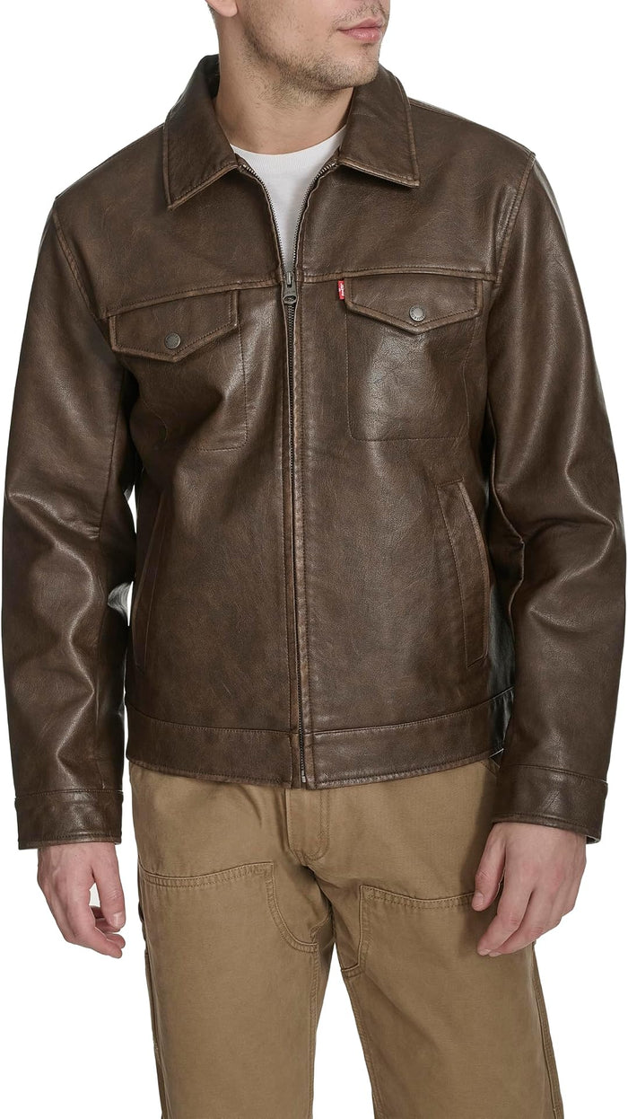Levi's Faux Leather Trucker Jacket  _ Brown