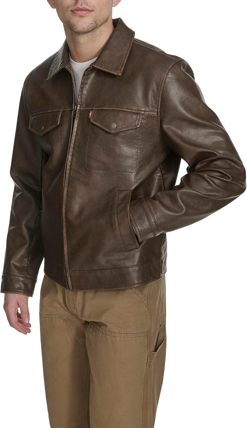 Levi's Faux Leather Trucker Jacket  _ Brown