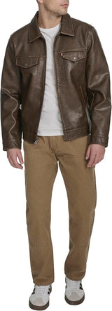 Levi's Faux Leather Trucker Jacket  _ Brown