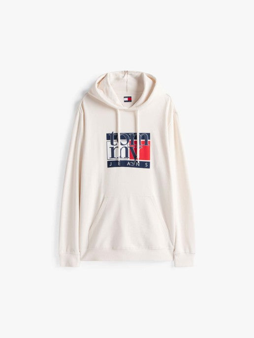 Tommy Jeans Men’s White Graphic Logo Hoodie