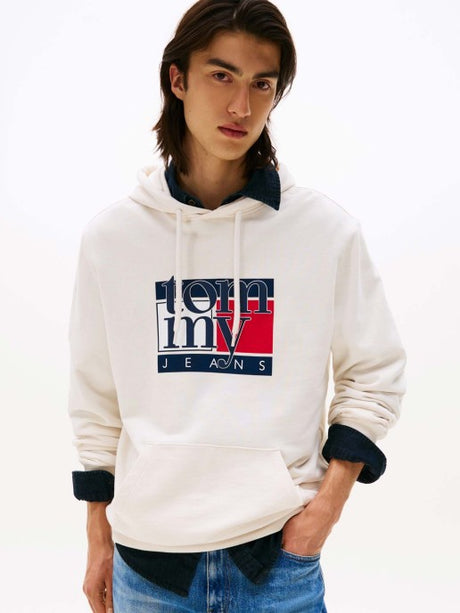 Tommy Jeans Men’s White Graphic Logo Hoodie