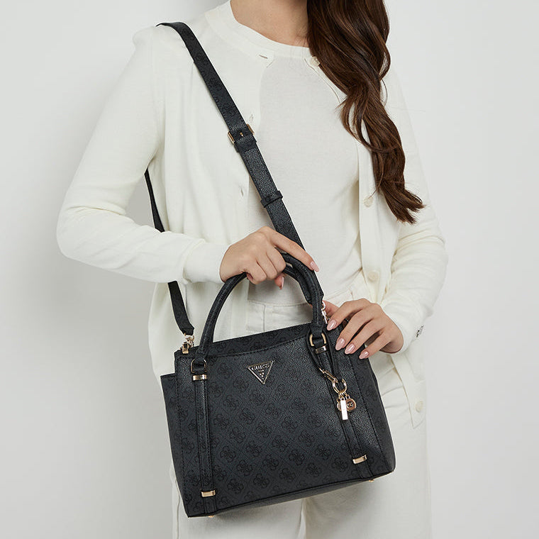 GUESS Eco Erica 2 Compartment Satchel Coal Logo