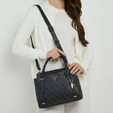 GUESS Eco Erica 2 Compartment Satchel Coal Logo