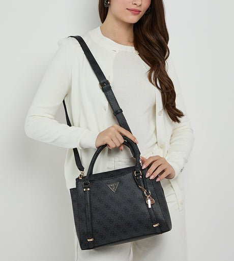 GUESS Eco Erica 2 Compartment Satchel Coal Logo