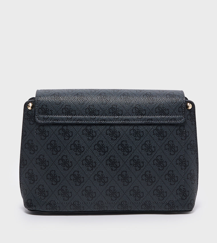 GUESS Women’s Black Monogram Crossbody Bag – Classic Everyday Style