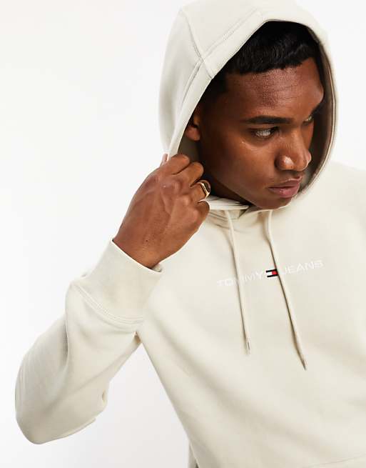 Tommy Jeans regular linear logo hoodie in beige