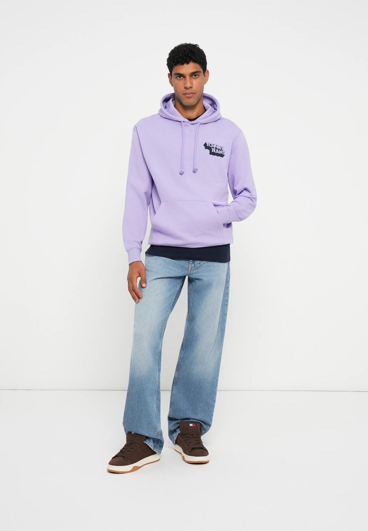 Tommy Jeans Stack Logo Back Graphic Hoodie Men Purple  (BH)