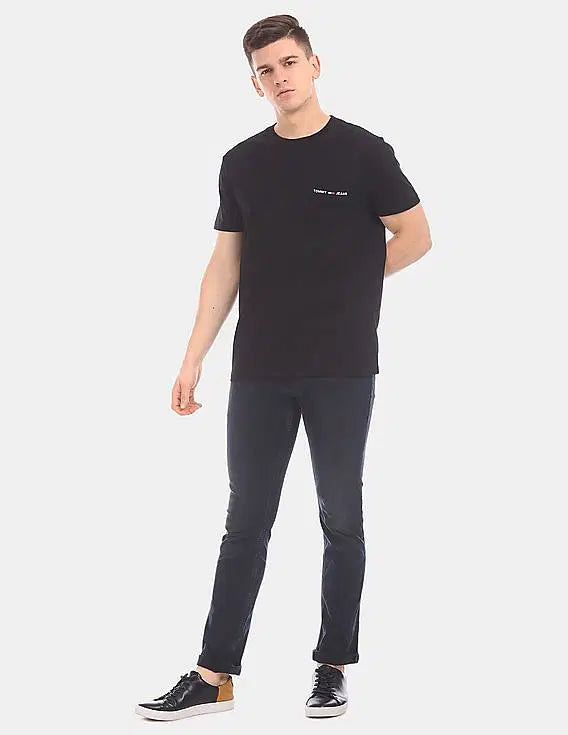 Tommy Hilfiger Men Black Regular Fit Logo Pocket T-Shirt