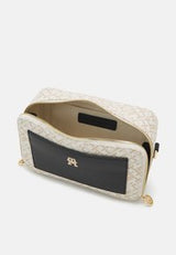 Tommy Hilfiger Women’s Beige & Black Crossbody Bag – Compact Elegance
