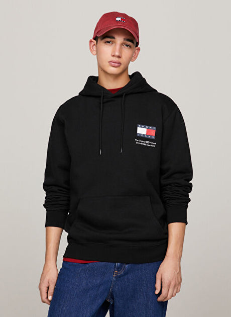 Tommy Hilfiger Men’s Flag Logo Hoodie – Black