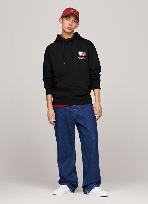 Tommy Hilfiger Men’s Flag Logo Hoodie – Black