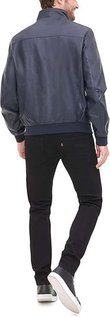 Tommy Men’s Classic Dark Navy Leather Jacket (Ah-USA)