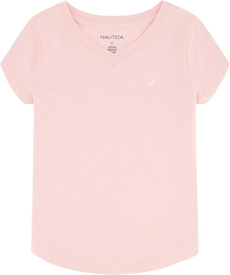 Nautica girls Short Sleeve Solid V-neck T-shirt T-Shirt