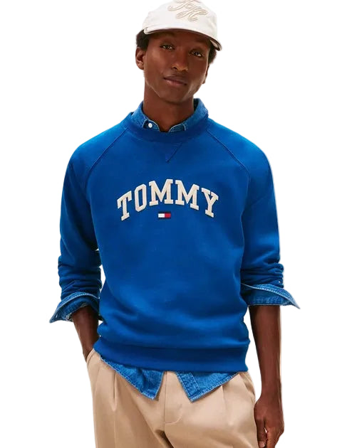 TOMMY HILFIGER Varsity Logo Fleece  Sweatshirt Men _ Bright Blue
