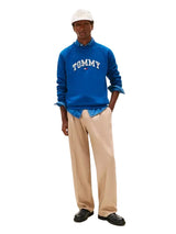 TOMMY HILFIGER Varsity Logo Fleece  Sweatshirt Men _ Bright Blue