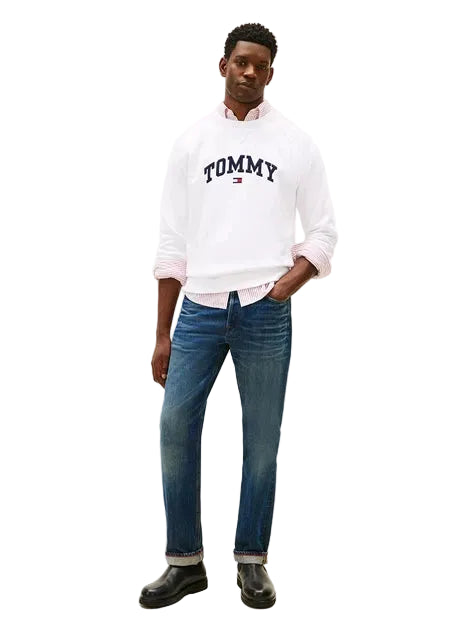 TOMMY HILFIGER Varsity  Logo Fleece  Sweatshirt Men _ White