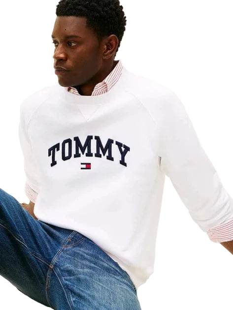 TOMMY HILFIGER Varsity  Logo Fleece  Sweatshirt Men _ White