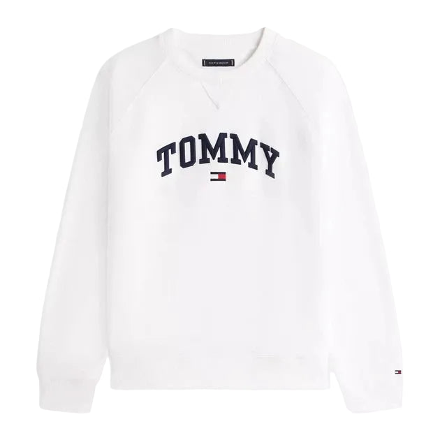 TOMMY HILFIGER Varsity  Logo Fleece  Sweatshirt Men _ White
