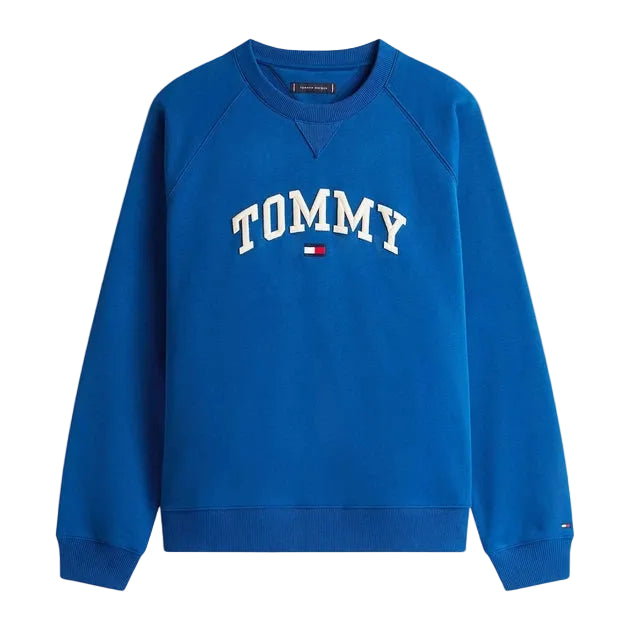 TOMMY HILFIGER Varsity Logo Fleece  Sweatshirt Men _ Bright Blue