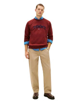 TOMMY HILFIGER Logo Fleece Sweatshirt Men _ Brick Red
