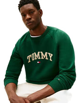 TOMMY HILFIGER Logo Fleece Sweatshirt Men _ Dark Green