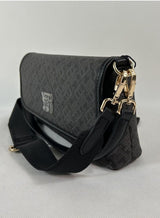 Tommy Hilfiger Women’s Black Monogram Shoulder Bag – Classic Elegance