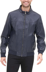 Tommy Men’s Classic Dark Navy Leather Jacket (Ah-USA)