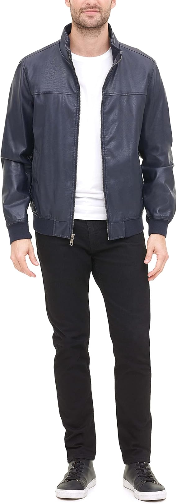 Tommy Men’s Classic Dark Navy Leather Jacket (Ah-USA)