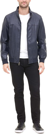 Tommy Men’s Classic Dark Navy Leather Jacket (Ah-USA)