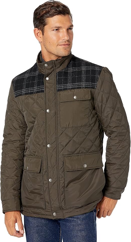 Cole Haan Men’s Quilted Field Jacket – Olive Green