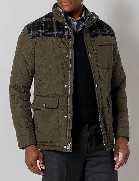 Cole Haan Men’s Quilted Field Jacket – Olive Green