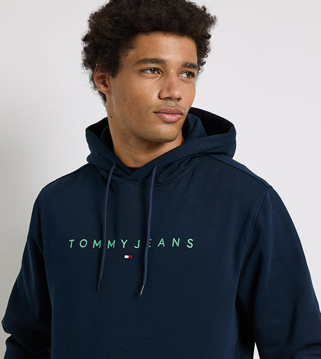 Tommy Jeans Men’s Navy Blue Hoodie with Neon Green Logo