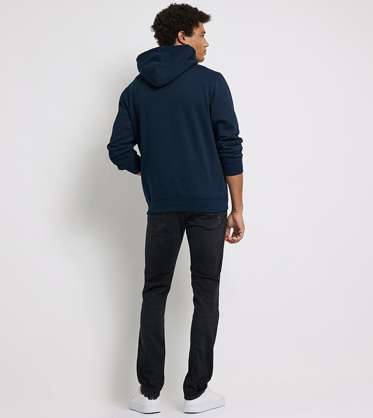 Tommy Jeans Men’s Navy Blue Hoodie with Neon Green Logo