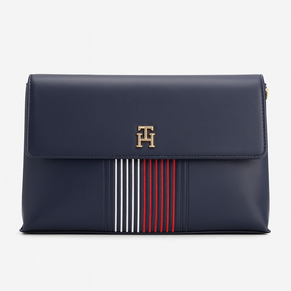 Tommy Hilfiger Navy Stripe Accent Clutch Bag