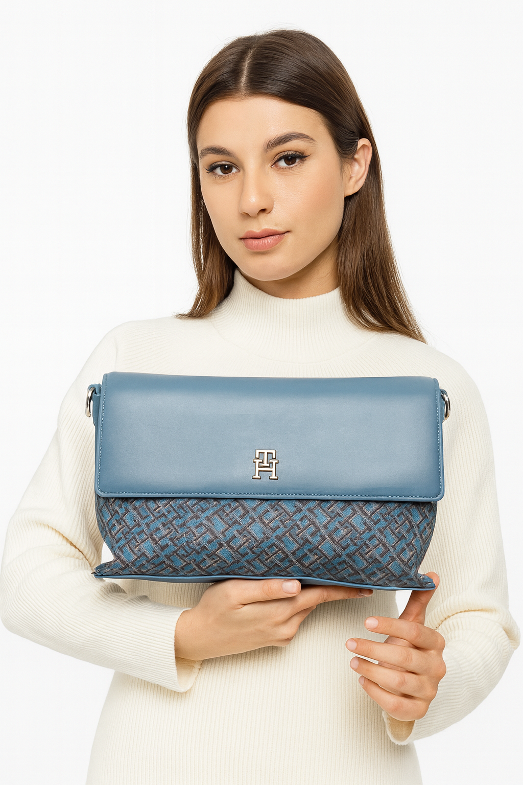 Tommy Hilfiger Monogram Flap Shoulder Bag – Blue