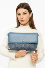 Tommy Hilfiger Monogram Flap Shoulder Bag – Blue
