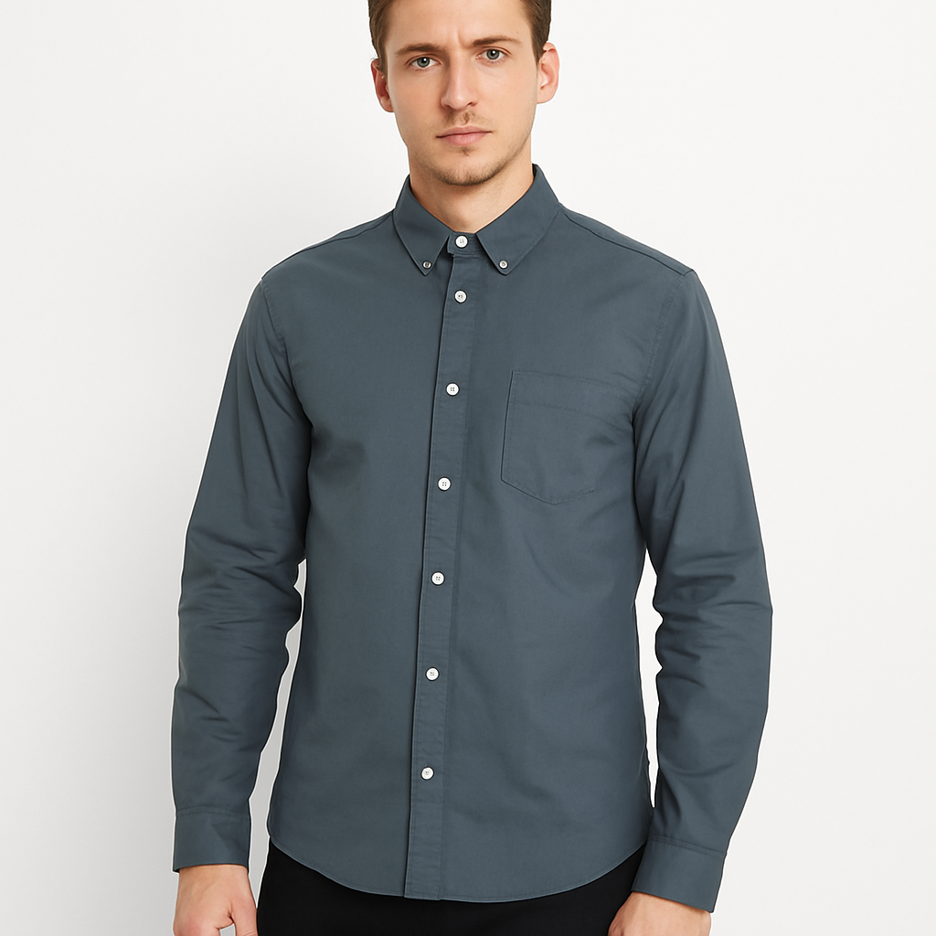 Men’s Slate Blue Button-Down Shirt
