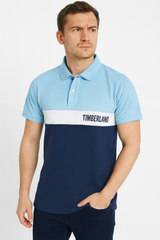 Timberland Men’s Color Block Polo T-Shirt – Light Blue & Navy