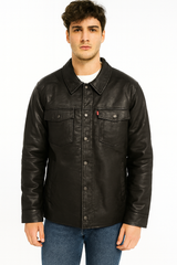 Levi’s Faux Brown Leather Sherpa-Lined Jacket for Men