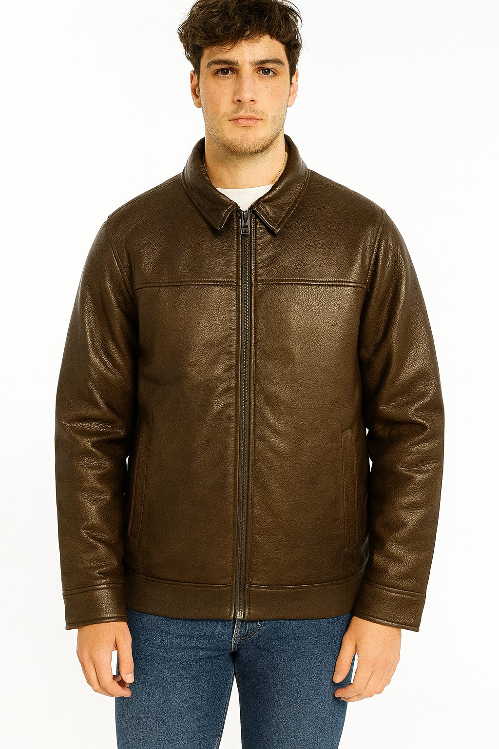 Tommy Hilfiger Men's Brown Leather Jacket