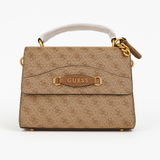 Guess Monogram Satchel Handbag – Brown Elegance